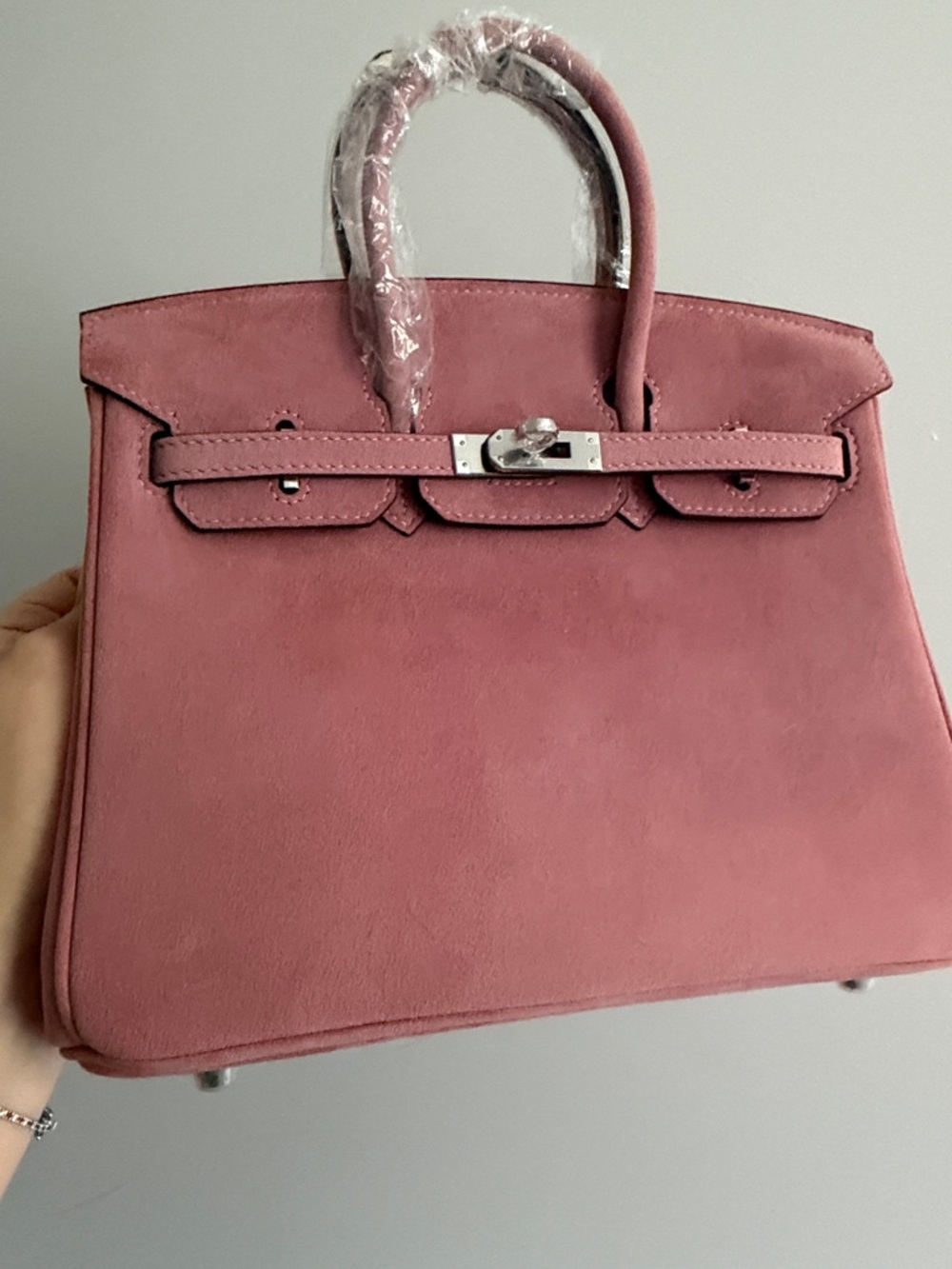 Super Nice Pink suede handbag